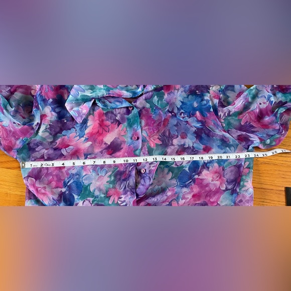 Vintage Pink And Blue Flower Blouse - Picture 4 of 5